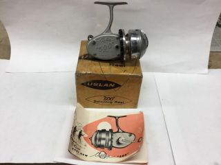 Antique Vintage Uslan 500 Model 1 Spinning Reel And Papers