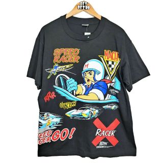 Vtg 1992 Speed Racer X T - Shirt Xl Black All Over Print Ds Nwt Nos Single Stitch