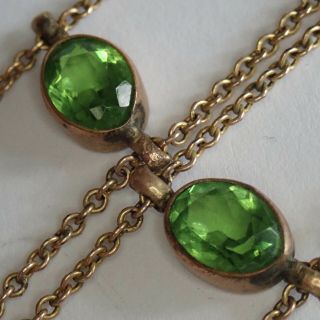 Antique Edwardian Gold Filled Peridot Green Paste Choker Collar Necklace