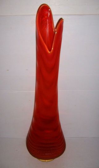 Vintage Mid Century Large Glass Swung Vase 29 " Tall