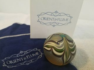 Vintage Orient And Flume Paperweight,  1978,  Signed,  And Pouch