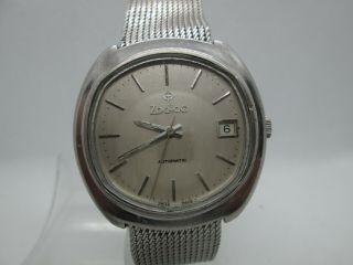 Vintage Zodiac Date Stainless Steel Automatic Mens Watch