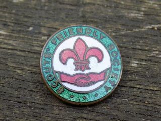 Vintage Boy Scout Scouts Friendly Society Enamel Pin Badge - H W Miller Pre - War