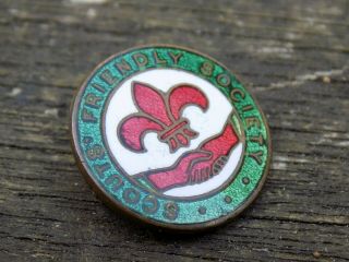 Vintage Boy Scout SCOUTS FRIENDLY SOCIETY Enamel Pin Badge - H W Miller Pre - War 2
