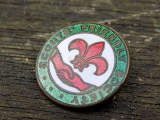 Vintage Boy Scout SCOUTS FRIENDLY SOCIETY Enamel Pin Badge - H W Miller Pre - War 3