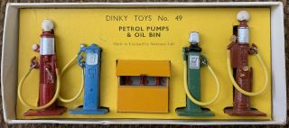 Vintage Dinky Toys 1948 No.  49 Petrol Pump Boxed Set - H.  Hudson Dodson Label
