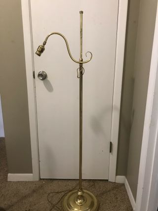 Vintage Brass Floor Lamp With Swing Arm That Adjusts Up And Down
