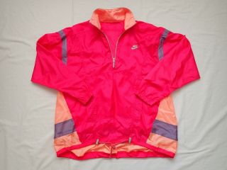Vintage Nike Windbreaker Zip Up Jacket Mens 90s Color Infrared Violet Peach Vtg