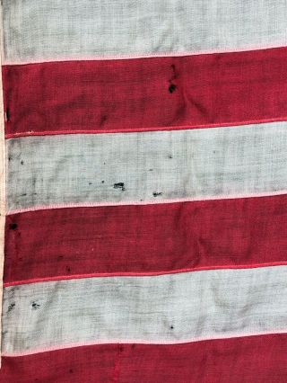 Old Antique 45 Star linen American Flag 8 ft x 4 ft appliqué stars,  vintage 4