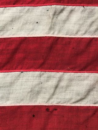 Old Antique 45 Star linen American Flag 8 ft x 4 ft appliqué stars,  vintage 5