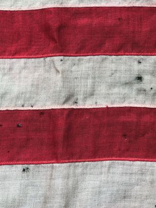 Old Antique 45 Star linen American Flag 8 ft x 4 ft appliqué stars,  vintage 6