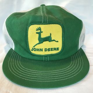 Vintage John Deere Trucker Hat K Products Usa 1980s Snapback Green Yellow Patch