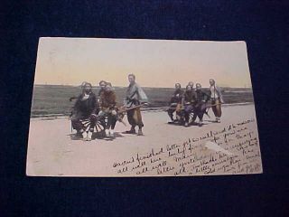 Orig Vintage Chinese China Postcard Chinese On Carts 1907