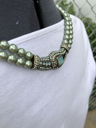 Heidi Daus Vintage,  2 strand green necklace 3