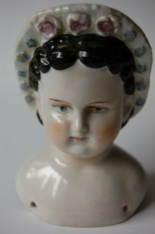 Antique Vintage Hatted China Doll Head