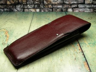 Vintage " Montblanc " Leather Fountain Pen Pouch - Burgundy Red/brown - Germany 1950s