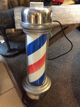 Vintage William Marvy Model 55 Lighted Barber Pole In Good