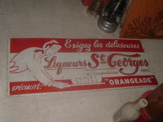 Rare Vintage Soda Bottle Sign Liqueur St - Georges Orangeade Beauce Quebec