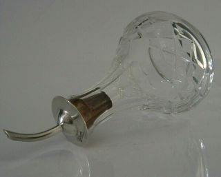 English Sterling Silver Cut Glass Bitters Or Cocktail Bar Bottle 1954