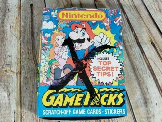 1989 Nintendo Game Packs Full Vintage 48 Wax Pack Card Box Scratch Off Stickers