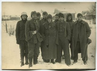 Russian Wwii Large Size Photo: Group Of Captive German Soldiers