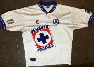 Vtg 90s Cruz Azul Sz Xl Soccer Jersey Fila Vintage Retro 1997 Futbol Mexico Liga