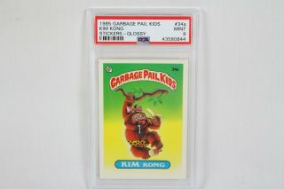 Vintage 1985 Series 1 Glossy Garbage Pail Kids Card Psa Graded 9 Kim Kong 34a