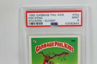 Vintage 1985 Series 1 Glossy Garbage Pail Kids Card PSA Graded 9 Kim Kong 34a 2