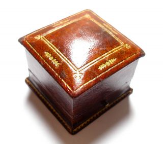 Antique Tooled Leather Ring Box
