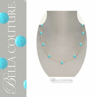 $699 Victorian 18k Gold Turquoise Antique Diamond Vtg Pendant Chain Necklace