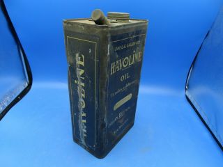 Vintage Early Havoline 1 gal.  Tin Motor Oil Can Indian Refining Co. 2