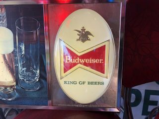Vintage 1970 ' s Budweiser Beer Lighted Sign 3