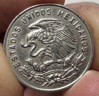 1965 Mexico 5 Centavos Rare Pattern Coin Struck In Copper - Nickel 4