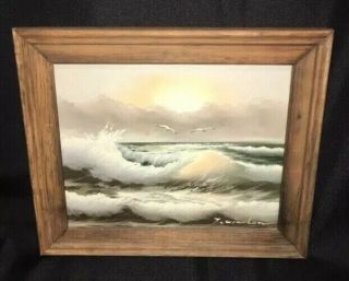J.  Winslow “ocean Seashore” Vintage Signed Oil Painting On Canvas Framed Art