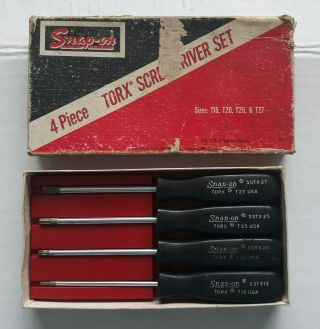 Vintage Snap On Tools 4pc Mini Torx Hard Handle Screwdriver Set