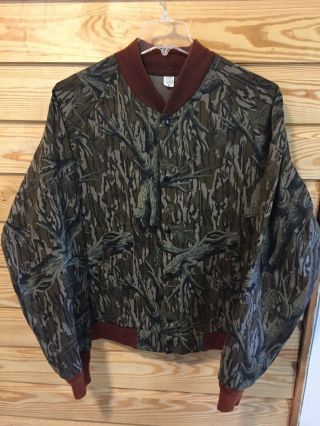 Vintage Nra Mossy Oak Camo Hunting Snap Bomber Jacket Mens Xl Usa,  Rare Pattern
