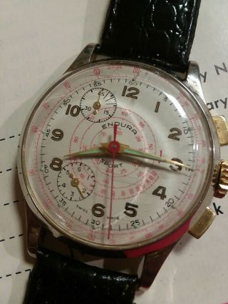 Vintage Endura Cronogragh Watch 1950s Mens Retro Cool Hard To Find Watch