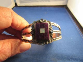 Vintage Sterling Silver Native American Bernyse Chavez Navajo Cuff Bracelet