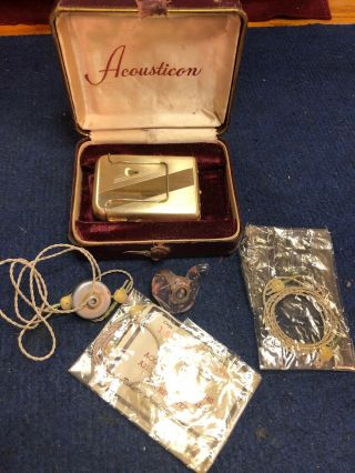 Vtg Acousticon Hearing Aid Transistor Body Mid Century Mcm,  - Look Rare