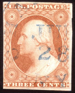 Us Stamp: 10 Pltd 33r1e,  1851 Pale & Yellowish Orange Brown,  1st Prntg,  V.  Rare