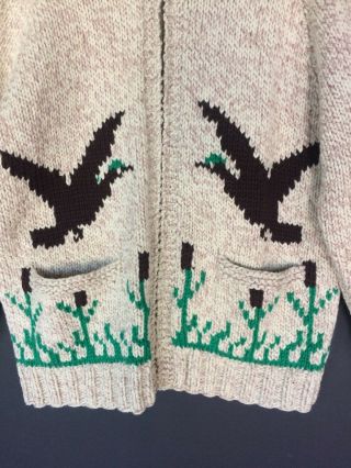 Vintage Big Lebowski Dude Cardigan Full Zip Wool Sweater Jacket Mens Large Ducks 2