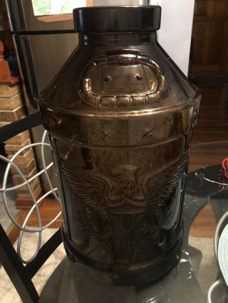 Vintage Brown Amber Glass 5 Gallon Jar 1776 Eagle Cream Can Milk Jug
