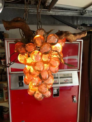 Vintage Grape Cluster Hanging Lamp Large Lucite Acrylic Light