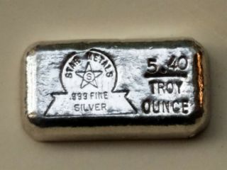 Vintage Star Metals 5.  4 Troy Oz.  999 Fine Silver Hand Poured Bar