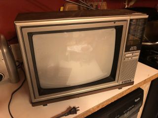 Vtg Hitachi 1980s Wood Grain Tv Television Modern Swag Gaming Rca Ct13x6 Retro