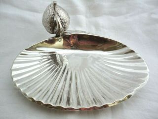 Large Spanish 915 Solid Silver Dish,  With A Cast Swan Attached To The Rim