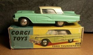 Vintage Corgi | 214 | Ford Thunderbird | Lt Green & Cream | With Box