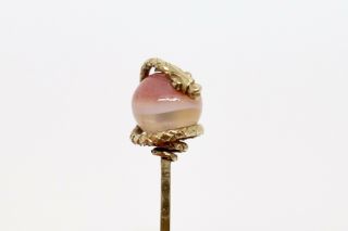 A Unique Antique Victorian 9ct Yellow Gold Agate Beaded Snake Stickpin 13045