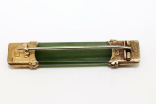A Great Antique Victorian 15ct 625 Yellow Gold Nephrite Jade Brooch 13014 3