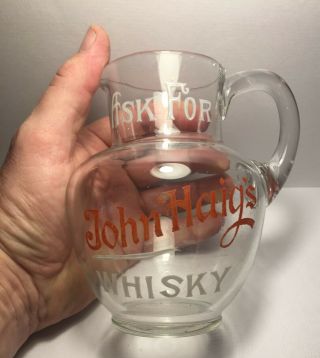Vintage Antique Glass John Haigs Whisky Whiskey Water Jug Ad Advertising Advert